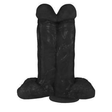 Imagem de Pênis Maciço Juntos em PVC Flexível Atóxico com Ventosa 16,5 x 6,5cm Preto