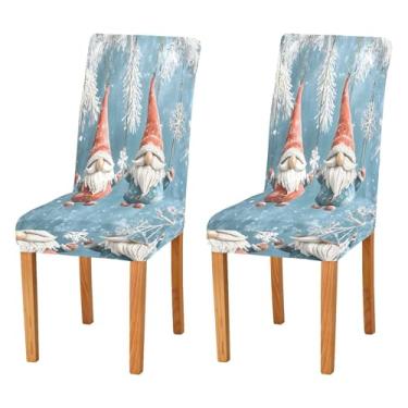 Imagem de SEHANY Conjunto de 4 capas de cadeira de gnomo de Papai Noel para sala de jantar, elástico, removível e lavável, para cozinha, hotel, festa, decoração de Natal