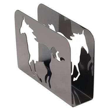 Imagem de Porta-guardanapos de cavalo, suporte de guardanapo vertical de metal com padrão de recorte elegante e borda brilhante, base antiderrapante estável, para cozinha, bancada, bares, cafés, hotéis