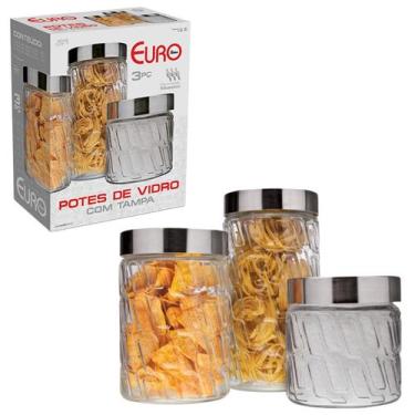 Imagem de Conjunto de potes organizador cozinha 3 peças euro home, MOSAICO