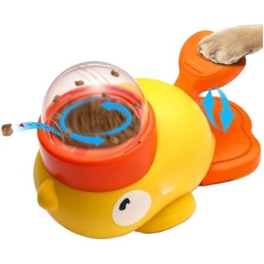 Imagem de Brinquedo Interativo Com Alimentador Para Gatos E CãEs - Para Petiscos E RaçãO Seca, Promove Atividade FíSica E Mental(Laranja)