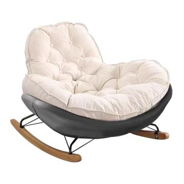 Imagem de Cadeira de balanço estofada de veludo de pele de veado cadeira de braço alto com encosto alto cadeiras de balanço modernas cadeiras laterais confortáveis para quarto, sala de estar (preto)