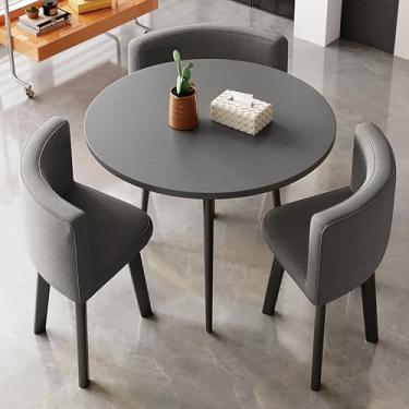 Imagem de Conjunto de mesa de jantar e cadeira de clube, sala de recepção de escritório, mesa de conferência moderna e conjunto de 3 cadeiras, economia de espaço, para lounge, sala de estar, cozinha (cinza)