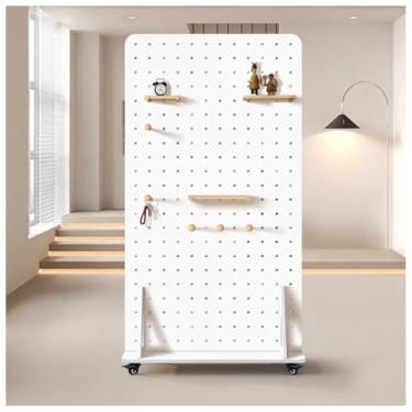 Imagem de Suporte de exibição móvel independente com rodas - Rack de armazenamento modular para ferramentas, artesanato e acessórios - Organizador decorativo branco 60 x 120 cm