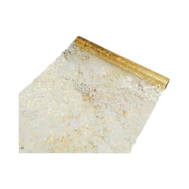 Imagem de Caminho De Mesa Com Glitter Dourado Metálico Retangular Para Aniversár
