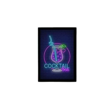 Imagem de Quadro Copo Cocktail Bar Simulando Neon 24X18Cm 002