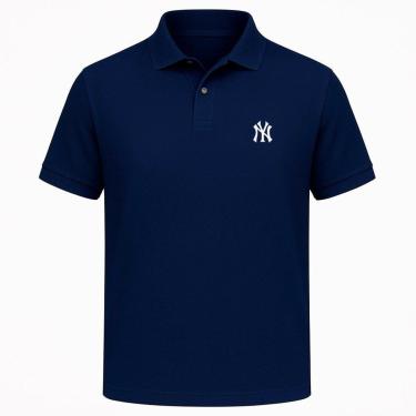 Imagem de Camisa Gola Polo Basica Piquet Camiseta Estampa NY Algodao Poliester Confortavel Lisa Botao Moderna-Masculino