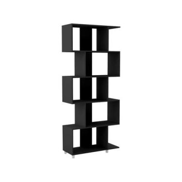 Imagem de Estante de Livros ESM209 c/ 5 Nichos Preto - Movelbento, Preto