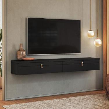 Imagem de Rack Suspenso Line P/ Tvs até 55 Polegadas 160cm 2 Portas Preto - Oliv