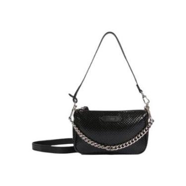 Imagem de Bolsa Feminina Schutz Couro Tiracolo Emmy Snake Pequena Preto-Feminino