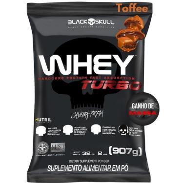 Imagem de Whey Protein Concentrado TURBO Black Skull 907G Refil Para Ganho de Massa e Força Musculação-Unissex