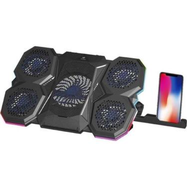 Imagem de Suporte para Notebook NBC-300BK com 5 Coolers Fan e Iluminação RGB Lateral Preto C3tech