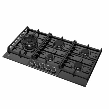 Imagem de Cooktop a Gás Debacco Montreal 5 Bocas em Vidro Temperado com Tripla Chama Preto 110V