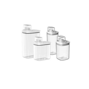 Imagem de Kit 4 dispenser para amaciante e sabão líquido flow - Ou, Branco