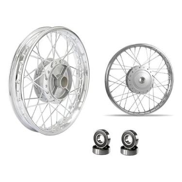 Imagem de Par Roda Biz 125 4mm Cromado Raiada Alinhada Com rolamento - Tork
