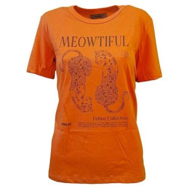 Imagem de Camiseta Feminina Colcci Estampada Comfort, Laranja paradisiaco, G