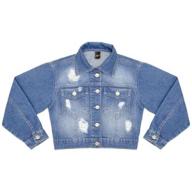 Imagem de Jaqueta Juvenil Look Jeans Cropped Jeans, Azul, 6
