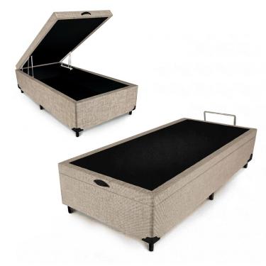 Imagem de Box Baú Max Ultra 96CM Solteiro Suede com Estrutura em MDF Bege Maxispuma 96CM