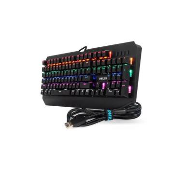 Imagem de Teclado Gamer Mecânico Philips Pc Switch Blue Spk8413 Rgb