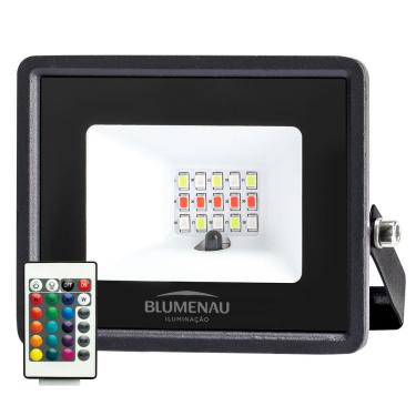 Imagem de Refletor Led 20w Bivolt RGB 1400Lms IP-65 110g C/Controle Preto Ref.76207000 - Blumenau Blumenau