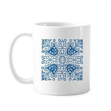 Imagem de Talavera Blue Flower Ilustration Pattern Caneca Cerâmica Café Porcelana Utensílios de Mesa