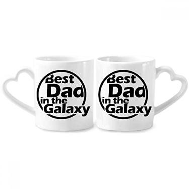 Imagem de Best Dad In The Galaxy Quote Father's Day Conjunto de canecas de porcelana para casais, coração e coração