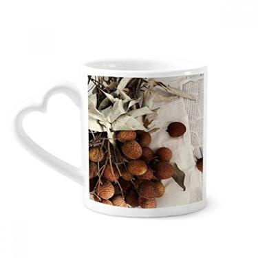Imagem de Caneca com foto de lichia de frutas tropicais frescas copo de coração de vidro
