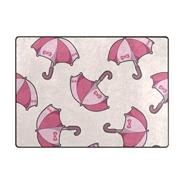 Imagem de My Little Nest Tapete de área desenho animado guarda-chuva rosa leve antiderrapante tapete macio 1,2 m x 1,7 m, esponja de memória interior decoração externa tapete para sala de jantar quarto escritório cozinha