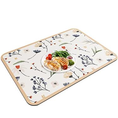 Imagem de secagem pratos | Tapete secagem antiderrapante para bancada cozinha - Almofada cozinha absorvente 19,6 x 15,7 polegadas para bancada, mancha couro, almofada Rossev