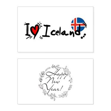 Imagem de I Love Iceland Palavra Bandeira Love Coração Ilustração Ano Novo Festival Cartão Bless Mensagem Presente