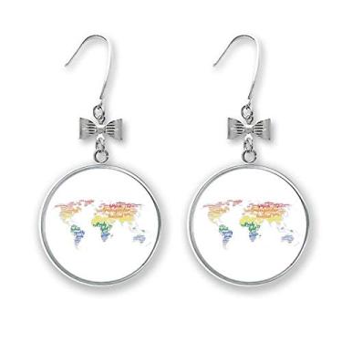 Imagem de Mapa global Lgbt Rainbow Wordcloud Brincos de arco com gancho perfurado