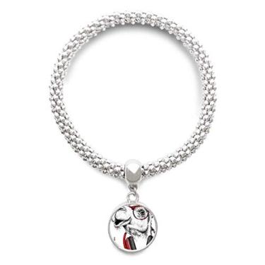 Imagem de DIYthinker Pulseira de prata com pingente de corrente ajustável para pintura musical de rock Camel Headset