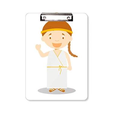 Imagem de Vestido longo branco Grécia desenho prancheta pasta bloco de escrita placa de suporte A4