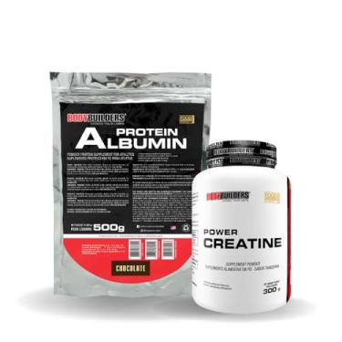 Imagem de Kit Albumin Protein 500g + Power Creatina 300g - BODYBUILDERS (Médio, Chocolate)