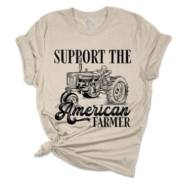 Imagem de Camiseta feminina Farm Support American Farmers manga curta, Heather Dust, XXG