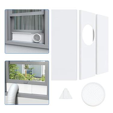 Imagem de Wintcomfort Kit de placas de vedação de janela de ar condicionado portátil para mangueira de escape portátil AC com 15 cm de diâmetro, painéis de vedação ajustáveis com protetor de plástico, kit de ventilação de janela para janelas deslizantes