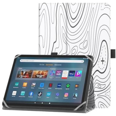 Imagem de HoYiXi Capa universal para tablet Fire HD 10/Fire HD 10 Plus de 9 a 10,1 polegadas com suporte fólio e alça de mão para tablet Android Huawei Samsung de 9 a 10,1 polegadas - White Mountain