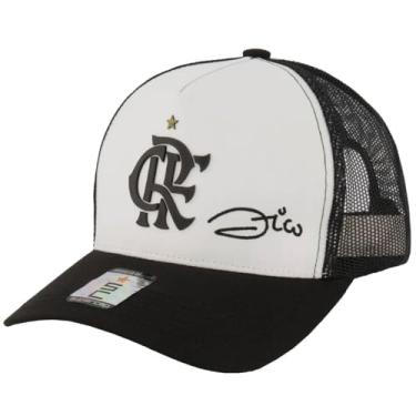 Imagem de Boné Flamengo Zico Branco e Preto