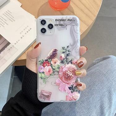 Imagem de 3D Relief Painted Phone Case Para iphone 12 Mini 11 Pro XS Max 7 8 Plus 6 6s XR XR Flor Relevo Macio Silicone Protetor Capa Traseira, 05, Para iPhone12Mini 5.4