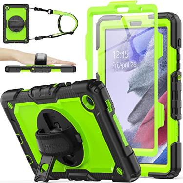 Imagem de SEYMAC stock Capa para Samsung Tab A7 Lite 2021 8,7 polegadas, [corpo inteiro] e [à prova de choque] com [suporte giratório 360 e alça] [suporte para caneta] [protetor de tela] para Galaxy Tab A7 Lite SM-T220/225 (verde + preto)