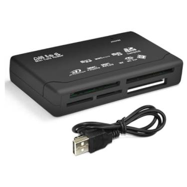 Imagem de 2 unidades CR-A com 6 compartimentos All-in-One USB 2.0 leitor de cartão gravador portátil Plug Play Multi Card Reader/Writer compatível com a maioria dos cartões de memória OS (não para Sony Memory