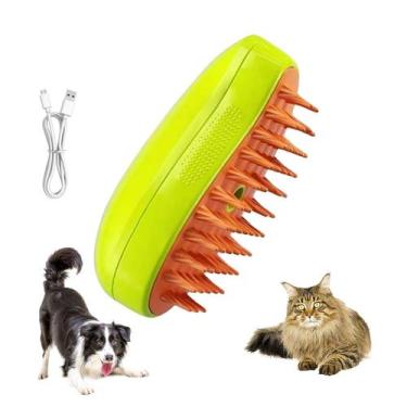 Imagem de Escova a Vapor Pet Gato Cao Cachorro Eletrico Removedor de Pelo Bateri