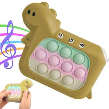 Imagem de Pop It Mini Game Interativo Dinossauro 4 Modos Som Luzes Anti Estresse