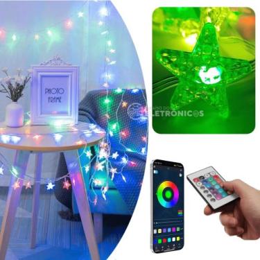 Imagem de Cordão LED 10 metros USB Estrelas RGBW Coloridas 100 Luzes Piscantes C
