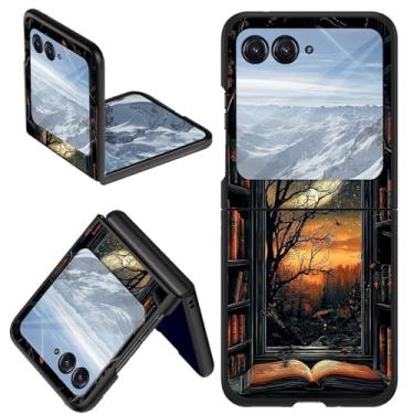 Imagem de DHYYDSQZ Capa para Motorola Moto Razr 2024/Moto Razr 50 5G - Capa Protetora com Design de Lua Fina - PC Antiarranhões à Prova de Choque - Suporte para Carregamento Sem Fio