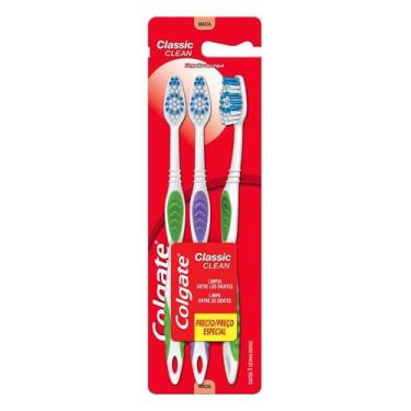 Imagem de Escova dental Colgate Classic Clean Pack com 3 escovas