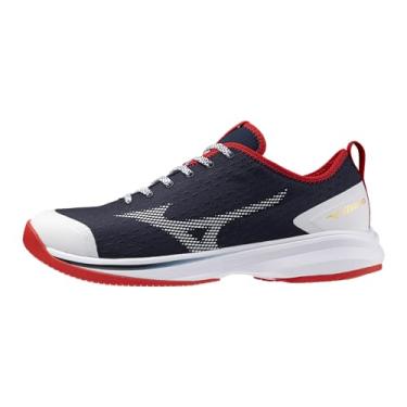 Imagem de Mizuno Chuteira masculina Dominant 4 Low Baseball Turf, Azul-marinho/vermelho, 47