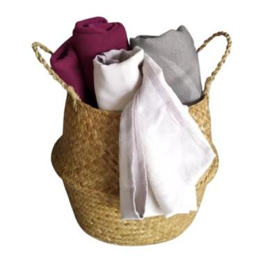 Imagem de Cesto Vaso Cachepot De Palha Natural Decoração Banheiro Sala - Clube D