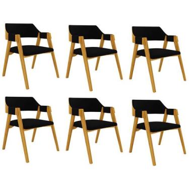 Imagem de Kit 6 Cadeiras Sala de Jantar e Jogos Carteados Madeira Maciça Poker V