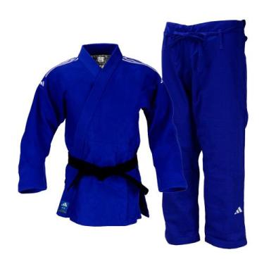 Imagem de Kimono Judo adidas Quest J690 Azul com Faixas em Branco, 175
